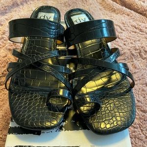 Dolce Vita Black Croc Sandals 8